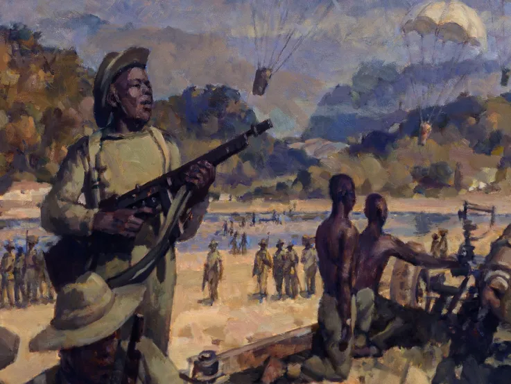 Detail from 'Troops of the Royal West African Frontier Force in the Arakan, Burma, 1944'
