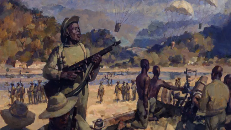 Detail from 'Troops of the Royal West African Frontier Force in the Arakan, Burma, 1944'