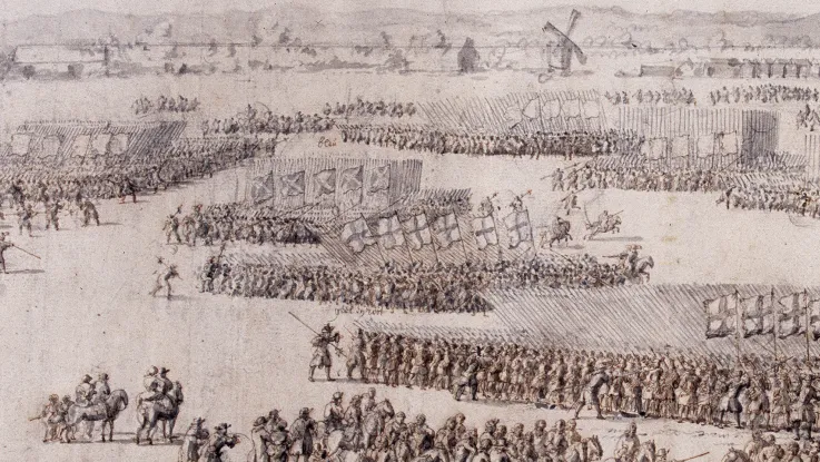 Detail from 'A Grand Review of the Army at Hounslow Heath, 1687'