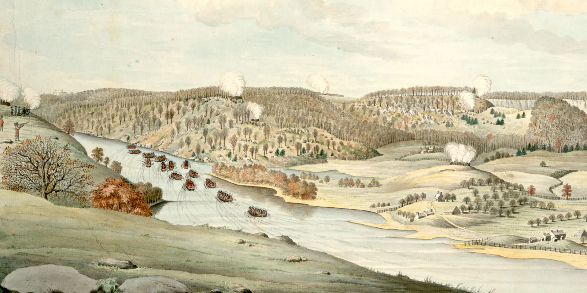 'A View of the Attack against Fort Washington and Rebel Redouts near New York' by Thomas Davies, 1776
