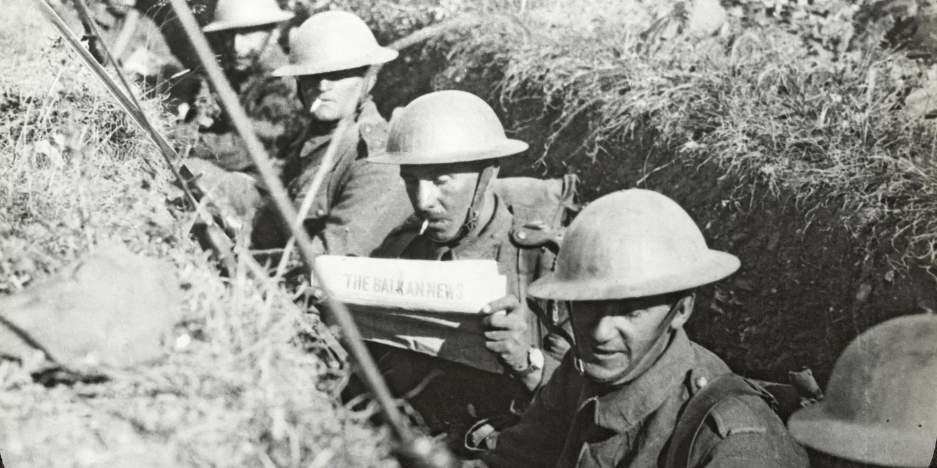 Soldiers in a trench, Macedonia, 1917