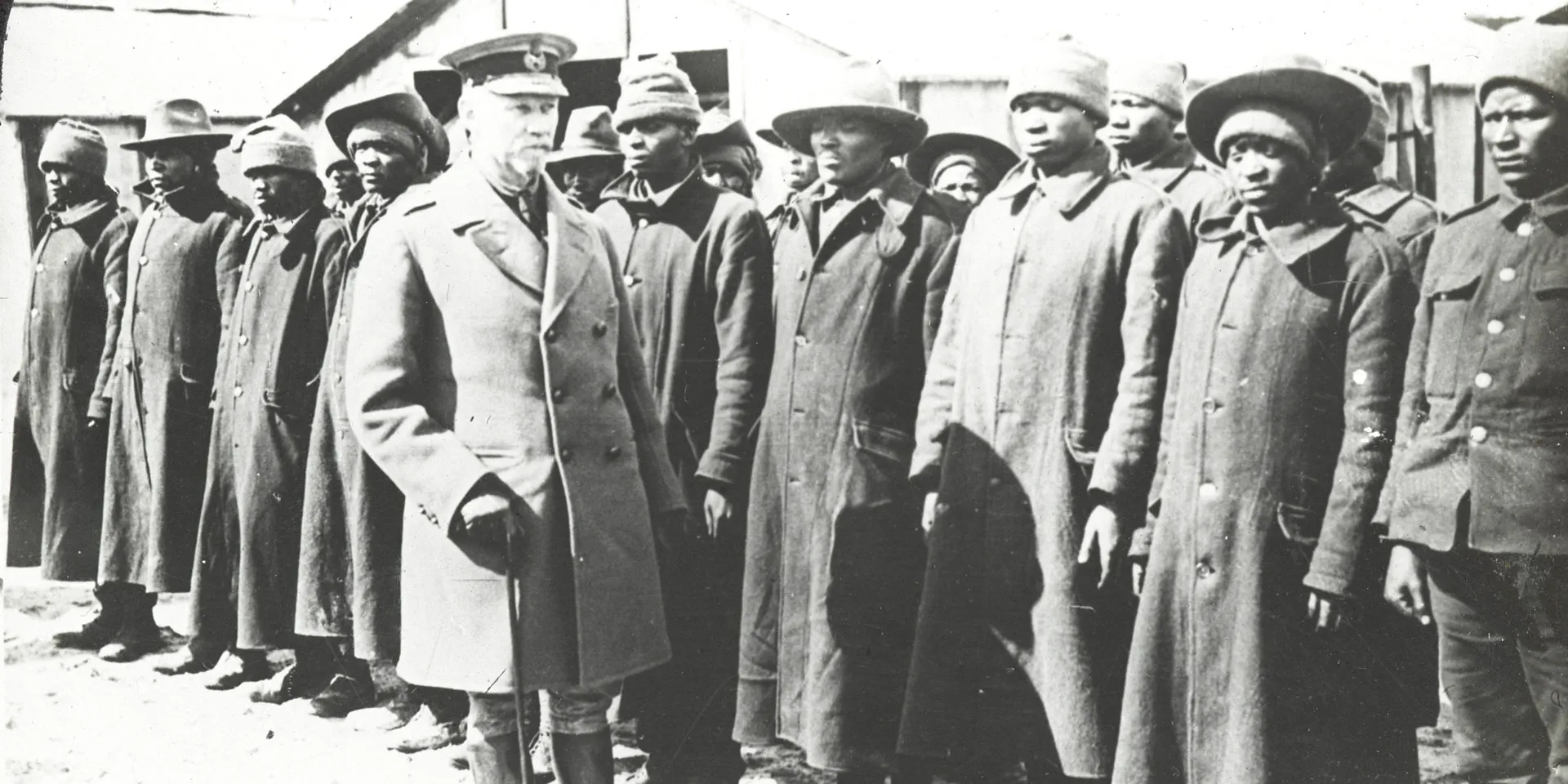 General Jan Smuts visiting African labourers on the Western Front, 1917 