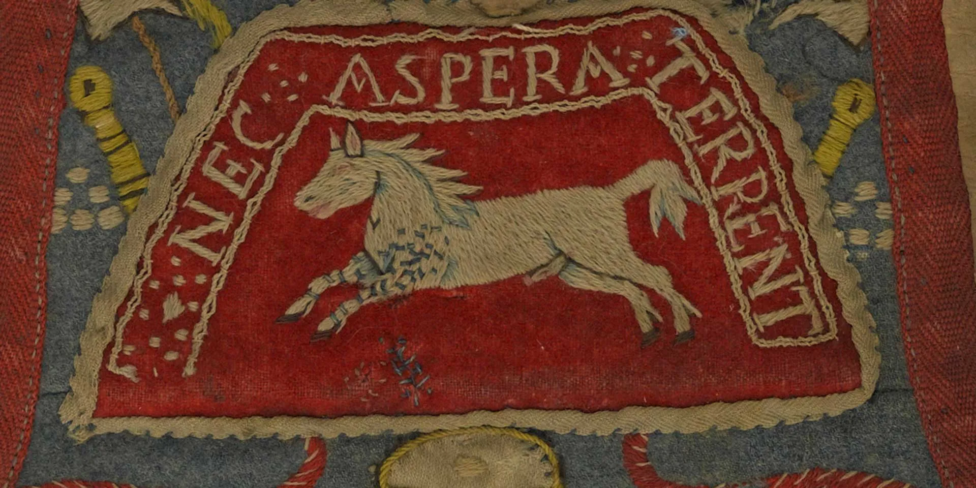 70th Regiment drummer mitre cap used as a lady's pocket, c1760