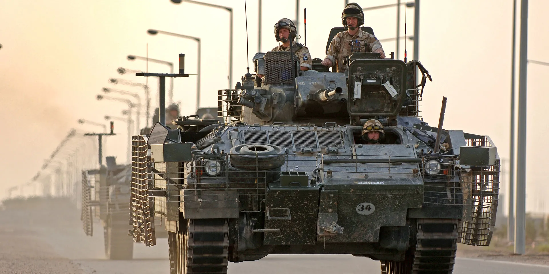 1st Battalion, The Princess of Wales's Royal Regiment depart Basra Air Station in their Warrior vehicles, 2006