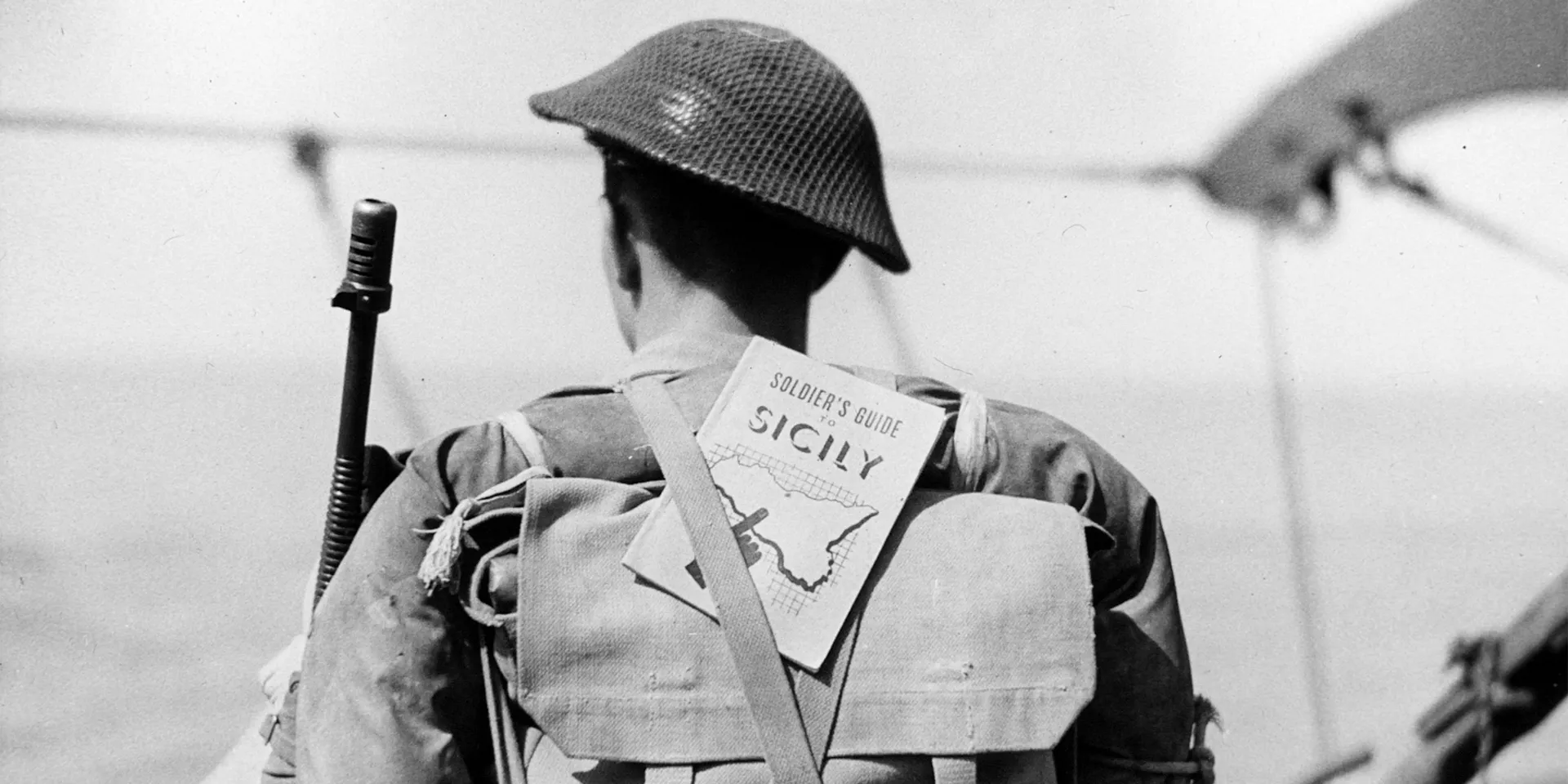 A soldier about to go ashore during the invasion of Sicily, July 1943