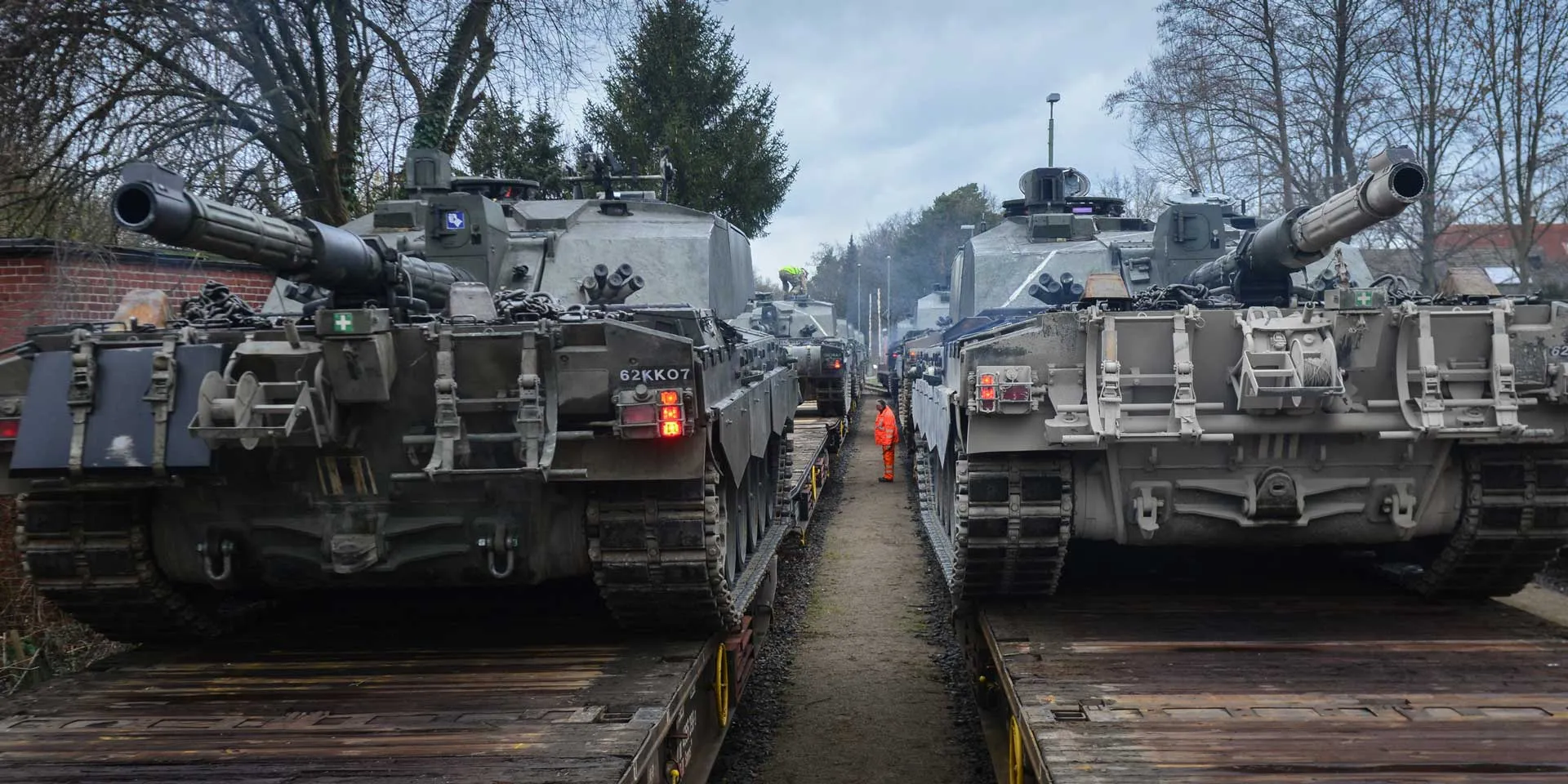 Challenger 2 tanks of The Queen's Royal Hussars loaded on trains at Sennelager, Germany, 2016