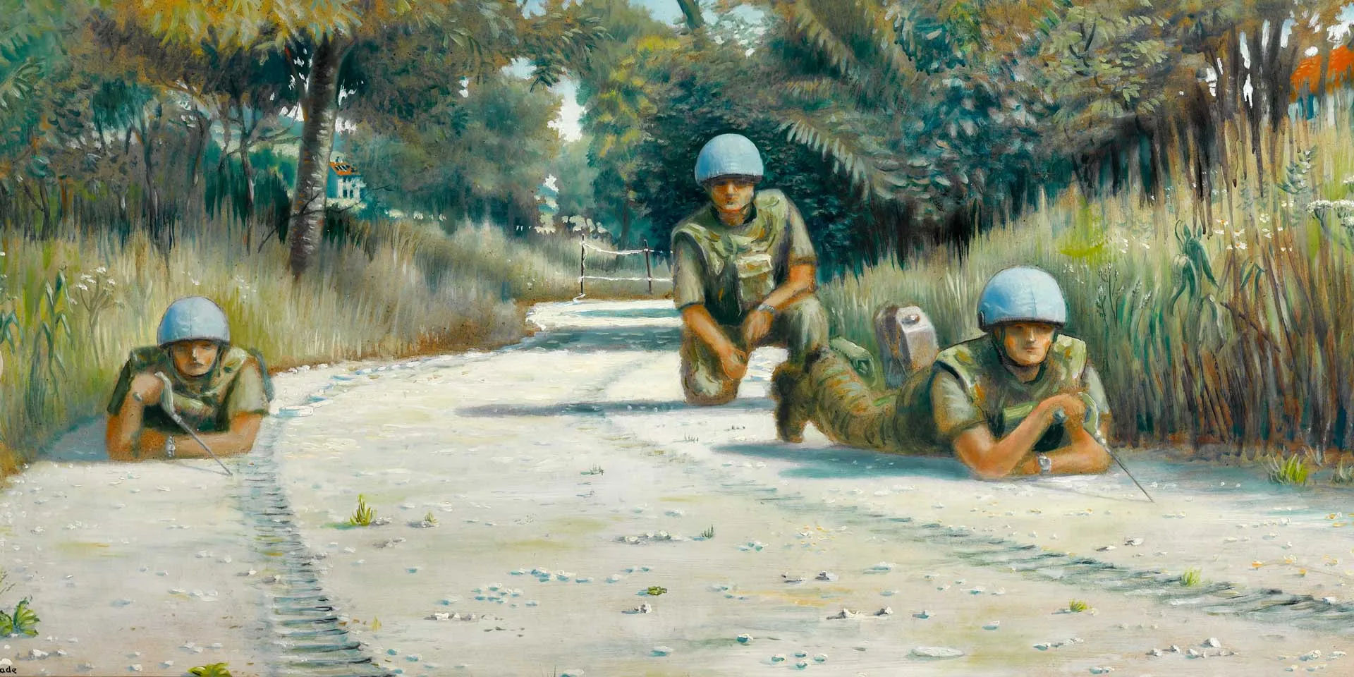 Royal Engineers mine-clearing by hand near Vitez, Bosnia, 1994