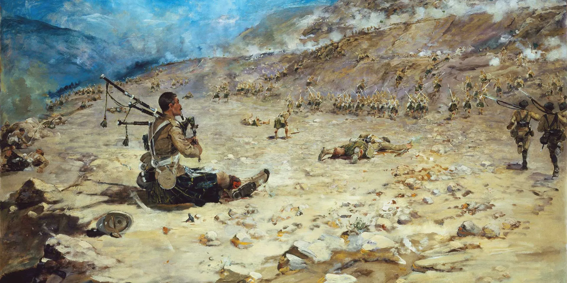 Piper George Findlater, The Gordon Highlanders, winning the Victoria Cross at Dargai, 1897