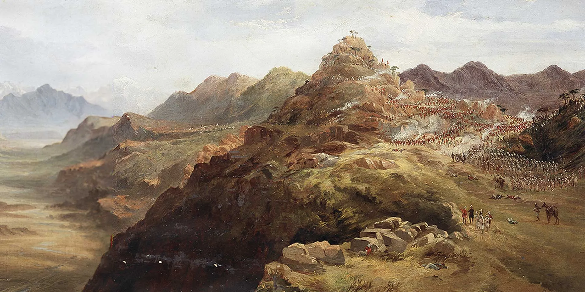 The Yusafzai Field Force in action during the Umbeyla Expedition, 1863