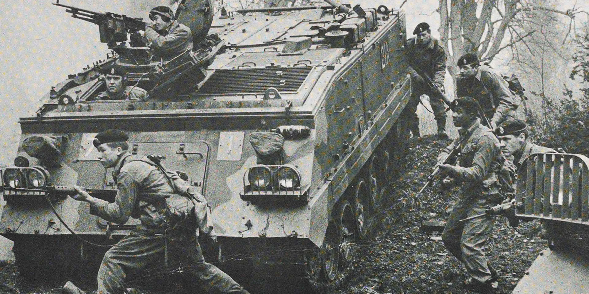 Troops of the Queen's Division of Infantry on exercise, c1970