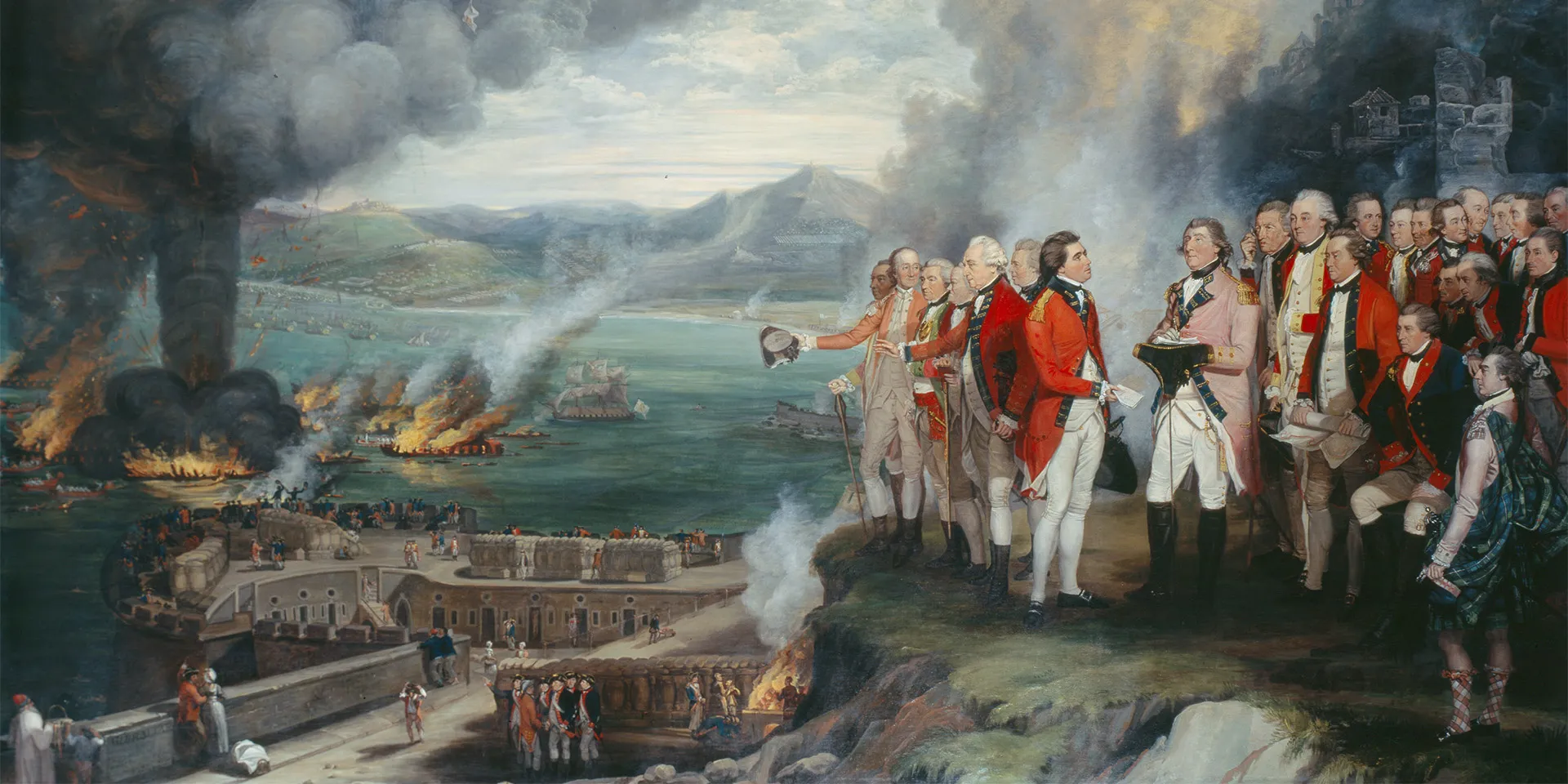 General Eliott and his officers observing the destruction of the Floating Batteries, Gibraltar, 14 September 1782