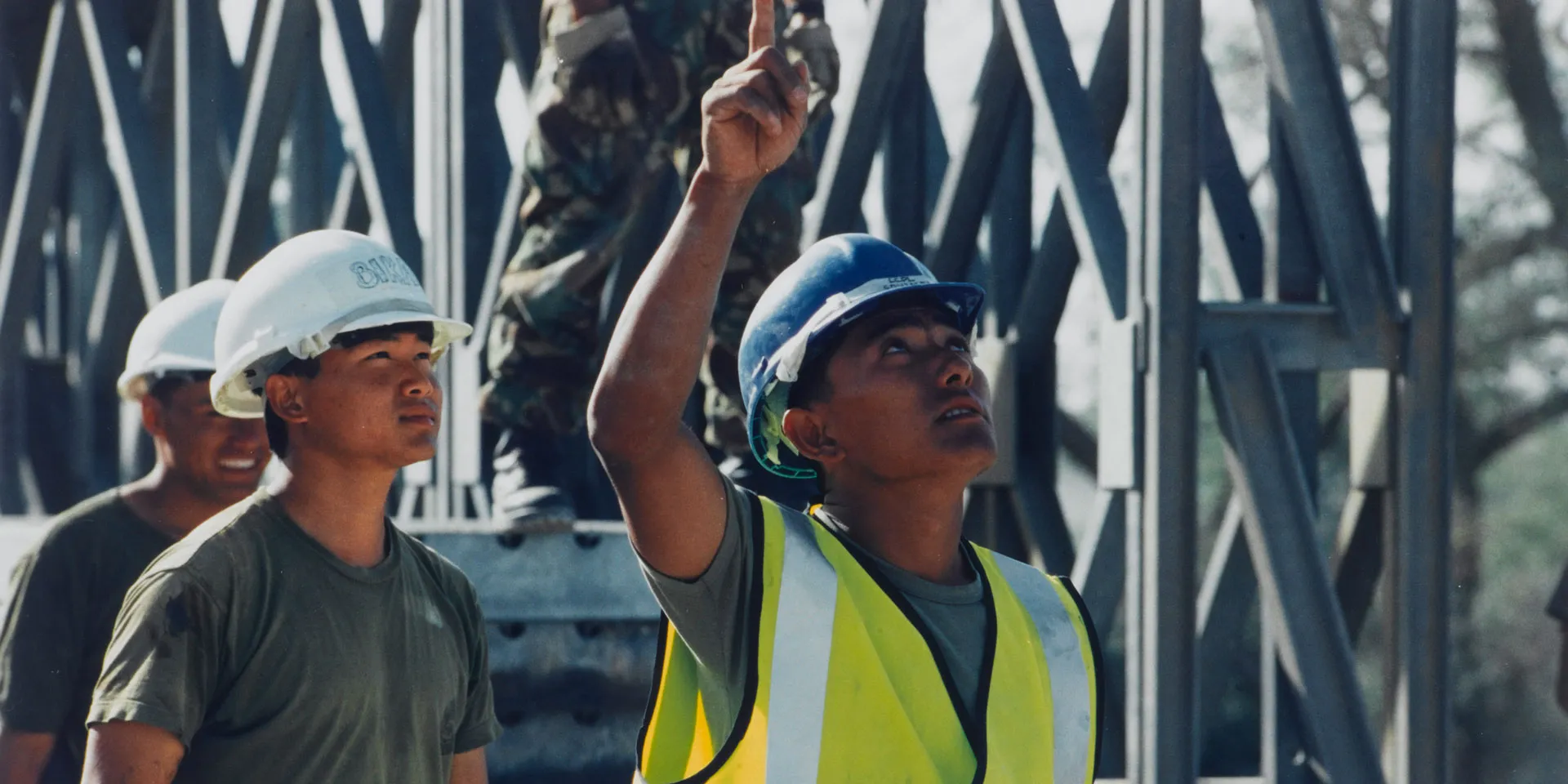 Gurkha Engineers repairing a bridge damaged by Nato bombing, Kosovo, 1999
