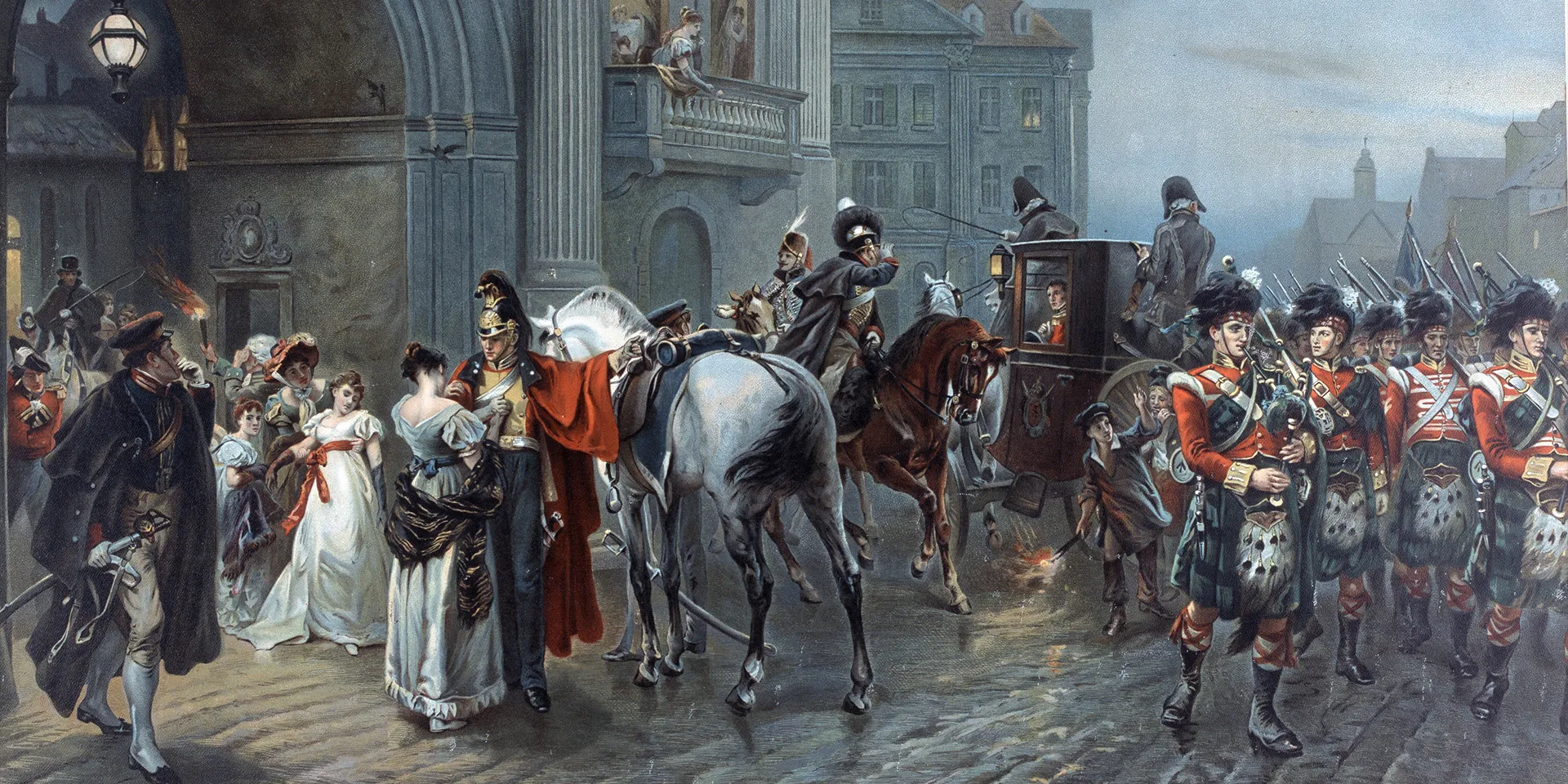 ‘Summoned to Waterloo’ shows British forces departing the Duchess of Richmond's ball to fight at Quatre Bras, June 1815