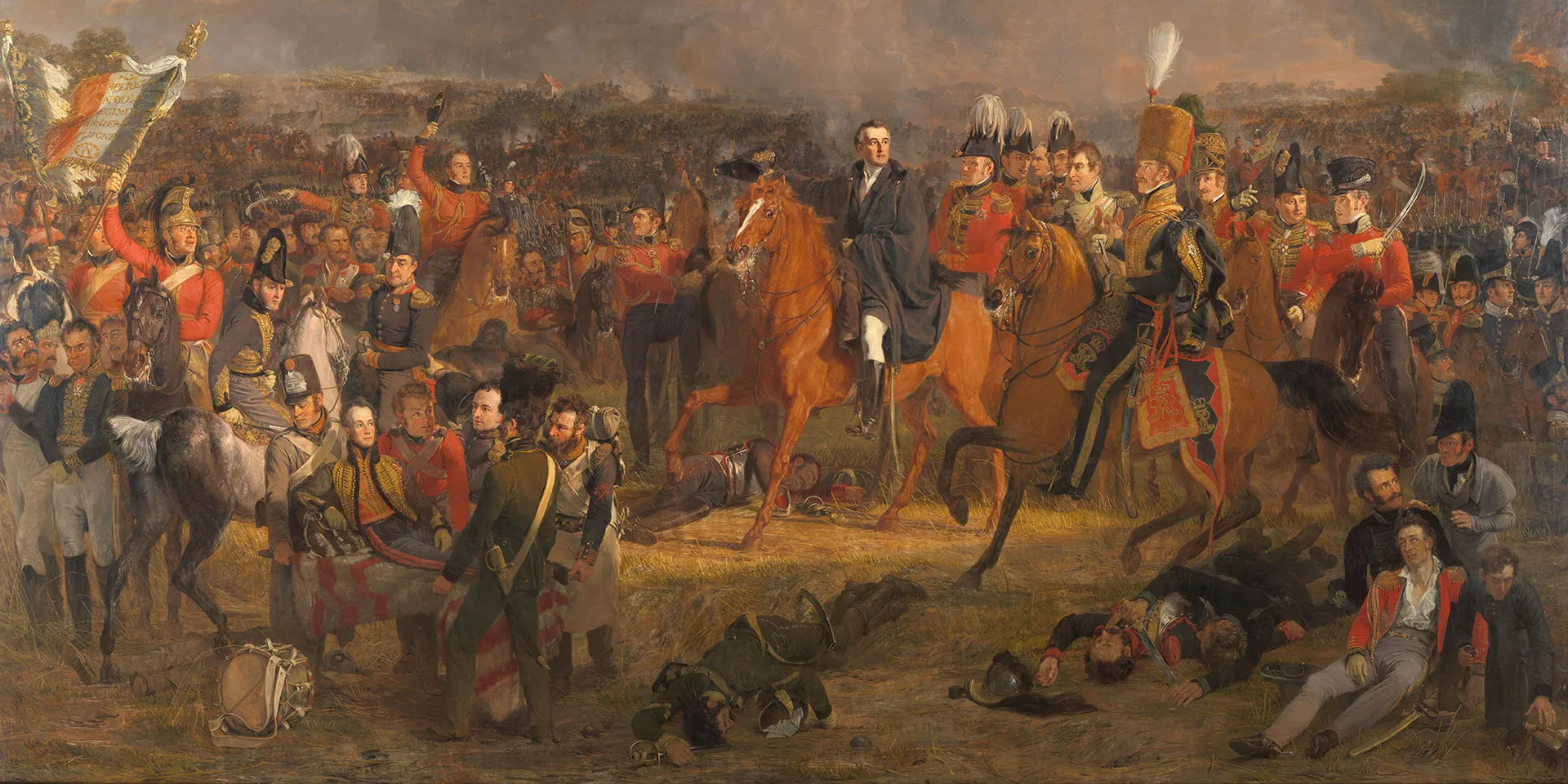 Waterloo scene featuring the wounded De Lancey (bottom right)