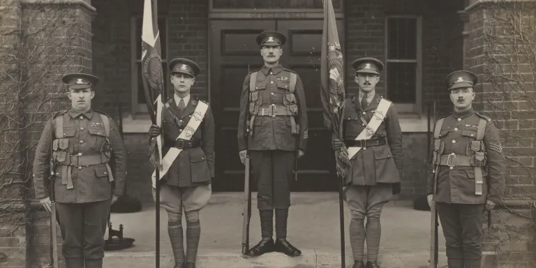 Colour party and escort, Prince of Wales's Leinster Regiment (Royal Canadians), 1921