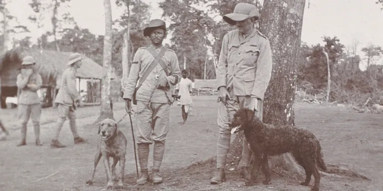 Bab and Jumbo with members of the 1st/8th Gurkha Rifles