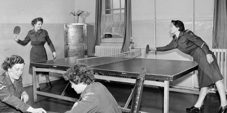 Members of the Women's Royal Army Corps playing table tennis, 1950