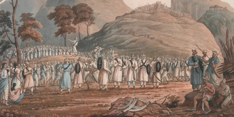 An early depiction of Gurkhas by James Baillie Fraser, 1815