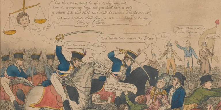  ‘Manchester Heroes’, a caricature of the Peterloo Massacre, 1819