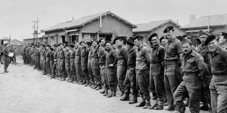 Roll call for Gloucester survivors after the Battle of the Imjin River