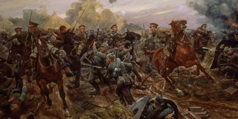 Captain Francis Grenfell leading the 9th Lancers at Audregnies, 24 August 1914