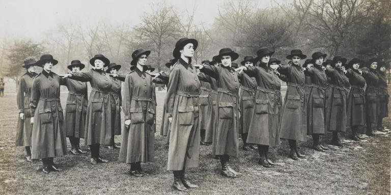 Women’s Army Auxiliary Corps recruits learn to drill, 1917 