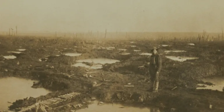 A typical part of the Passchendaele battlefield in 1917