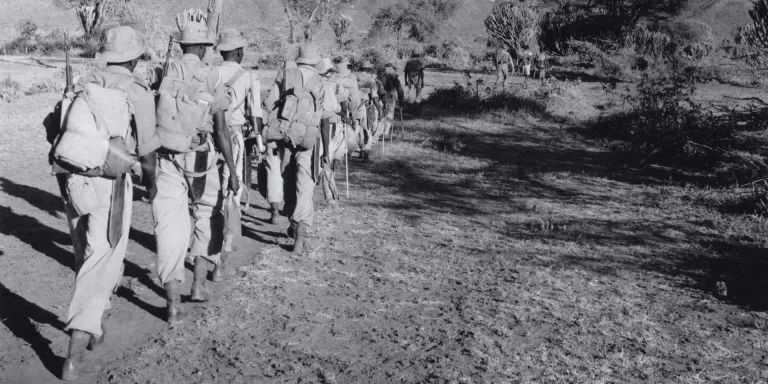 Members of The King's African Rifles on patrol, 1956