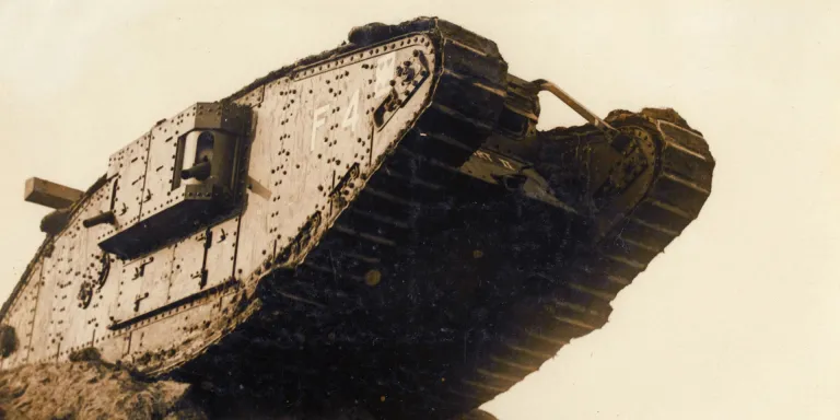 British Mark IV female tank during trials, 1917