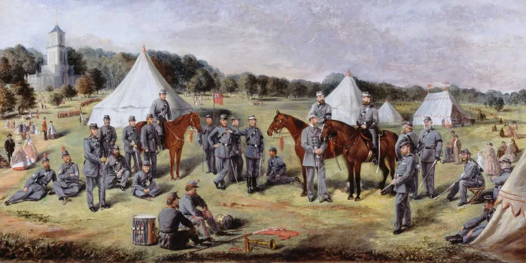A battalion of the Norfolk Volunteers at Gunton Park, 1864