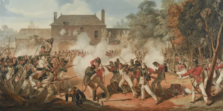 Defence of the Chateau de Hougoumont during the Battle of Waterloo, 1815