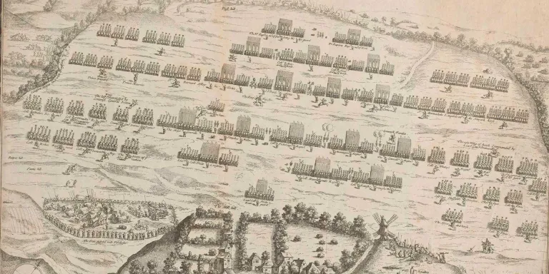 The opposing armies at Naseby in 1645 - a triumph for Parliament’s New Model Army and its many puritan soldiers, the battle sealed the fate of both Charles I and Christmas