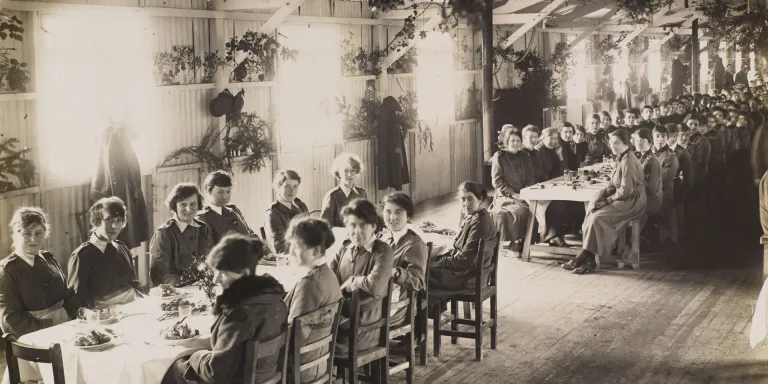 Members of the Women’s Army Auxiliary Corps enjoy their Christmas Dinner, 1917