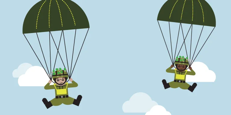 Play Base parachutist characters