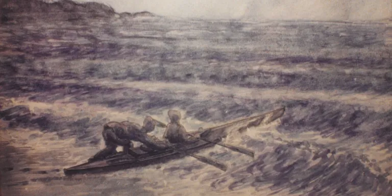 A Special Boat Section canoe during the Anzio beach reconnaissance, 1944