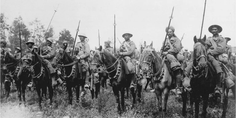 Indian cavalry await the order to advance on the Somme, 14 July 1916