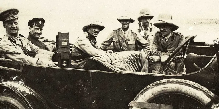 Major-General Lionel Dunsterville with British and Armenian staff officers shortly before evacuating Baku, September 1918