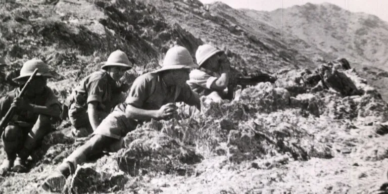 Men of 2nd Battalion The Highland Light Infantry fighting on the North West Frontier, 1935