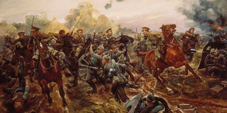 Captain Francis Grenfell leading the 9th Lancers at Audregnies, 24 August 1914