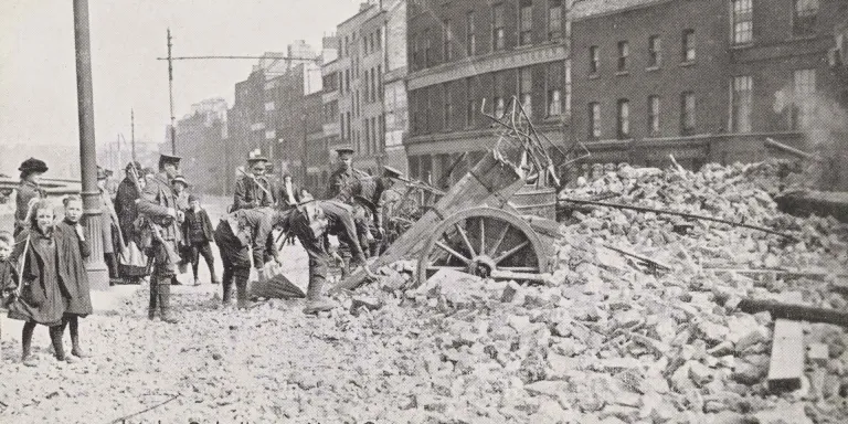 Clearing barricades in Church Street, May 1916