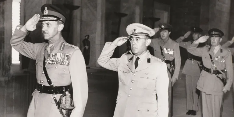 Field Marshal Gerald Templer (left) during a visit to Turkey, 1956 