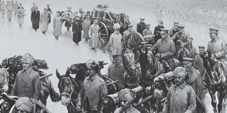 Indian troops preceding the coffin of Field Marshal Lord Roberts, November 1914 