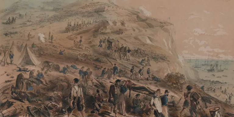 Clearing casualties from the battlefield of the Alma, 1854