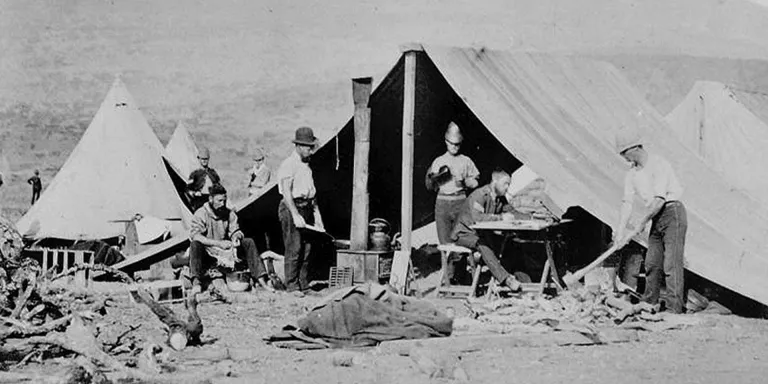 Mess servants and field kitchen of the 80th Regiment of Foot (Staffordshire Volunteers), c1879