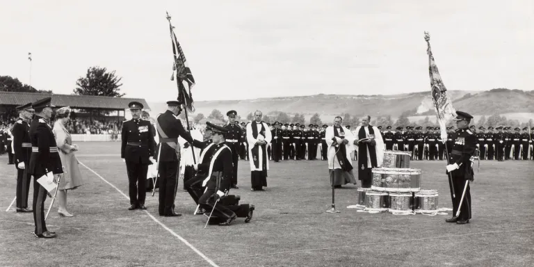 The presentation of colours to 1st Battalion The Queen’s Own Buffs, Royal Kent Regiment, 23 June 1962