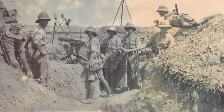 Soldiers from The Royal Sussex Regiment man a hill top post on the North West Frontier, 1919