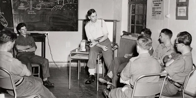 An Royal Army Education Corps teacher instructs soldiers, c1955