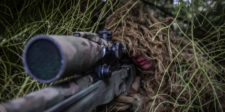 Sniper from 1st Battalion The Princess of Wales's Royal Regiment training in Germany, 2015