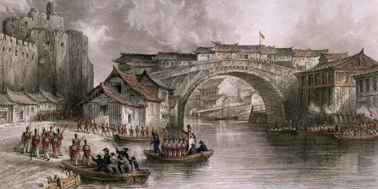 Troops landing at Chinkiang, China, July 1842