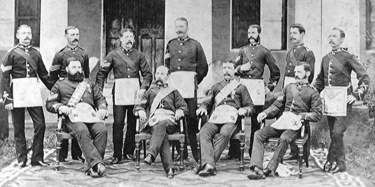 Members of the 37th Regiment's non-commissioned officers’ masonic lodge, India, c1880